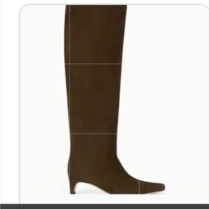 Olive Green Suede Knee-High Boots